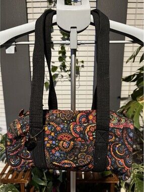 Donna Sharp Small Quilted Patchwork Duffle Hanging Bag with Black Strap